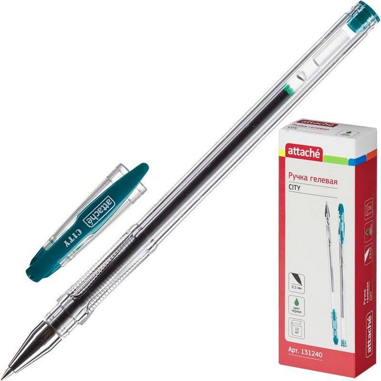 Ручка гелевая Attache City 0,7мм зеленая (стерж.139мм, линия 0,5мм)