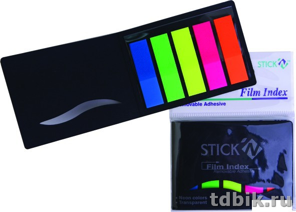 Бумага с клеевым краем  12*45 мм, 125л., 25л*5цв. неон (пластиковые) в картон. книжке HOPAX