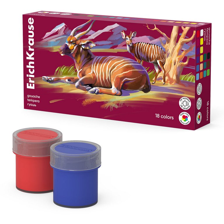 Гуашь 18 цв. по 20 мл ErichKrause "Safari"
