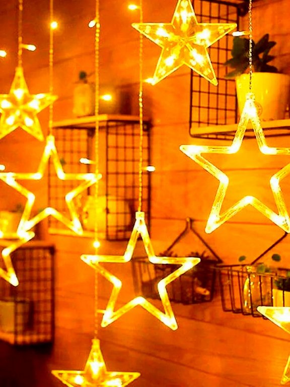 Гирлянда комнатная Бахрома "Звезды" 3*0,7м, 126 желтых ламп, 8 режимов