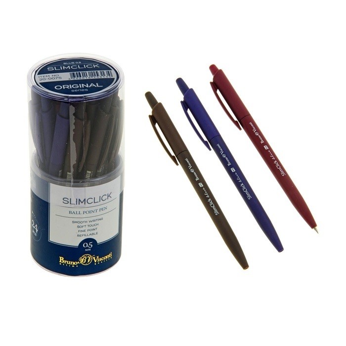 Ручка шариковая авт. Bruno Visconti SlimClick "ORIGINAL" антиск. 0,5мм синяя (ст.109мм, лин.0,3)