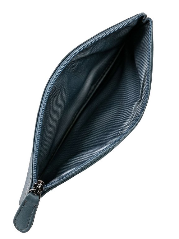 Футляр для очков Dr.Koffer, 7,5*17*0,5см, нат. кожа, на молнии, голубой