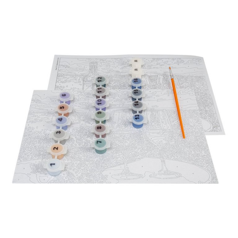 Роспись по номерам (картон) 20*30см "Лавандовое поле" (основа, акрил. краски, кисти) LORI