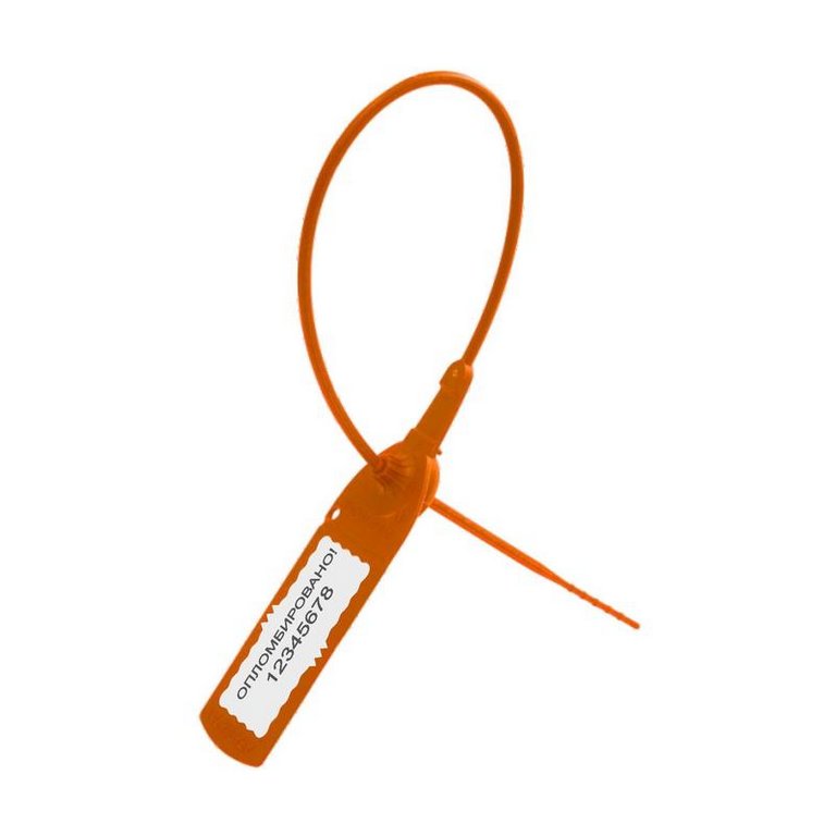 Пломбы пластиковые номерные длина-220мм, диаметр-2,3мм, 100шт/уп. оранжевый