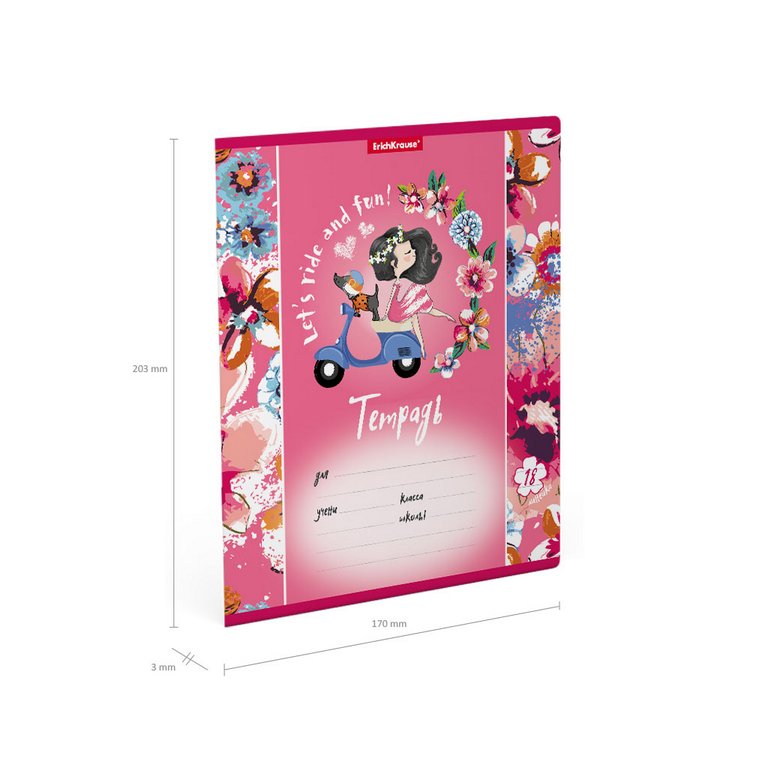 Тетрадь 18 лист лин. А5  "Flower Scooter"