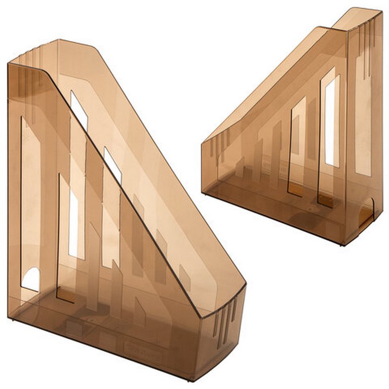 Лоток вертикальный 85 мм BRAUBERG "Contract" тонированный коричневый