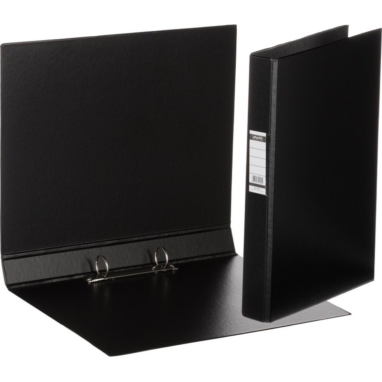 Папка на 2-х кольцах А4 35 мм Attache Selection карман на торце, картон в пленке ПВХ черная