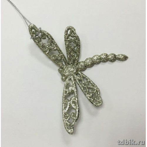 Украшение елочное из пластика "Стрекоза" 10*7см