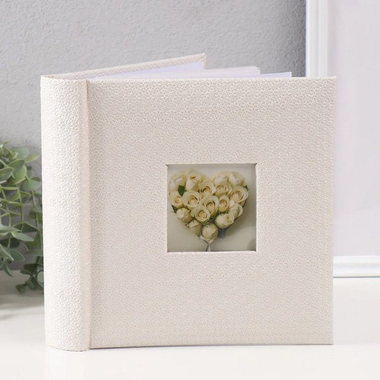 Фотоальбом 200 фото 10*15см "green canvas. Делюкс" 22*22 см обложка картон, ПП карман, с окном