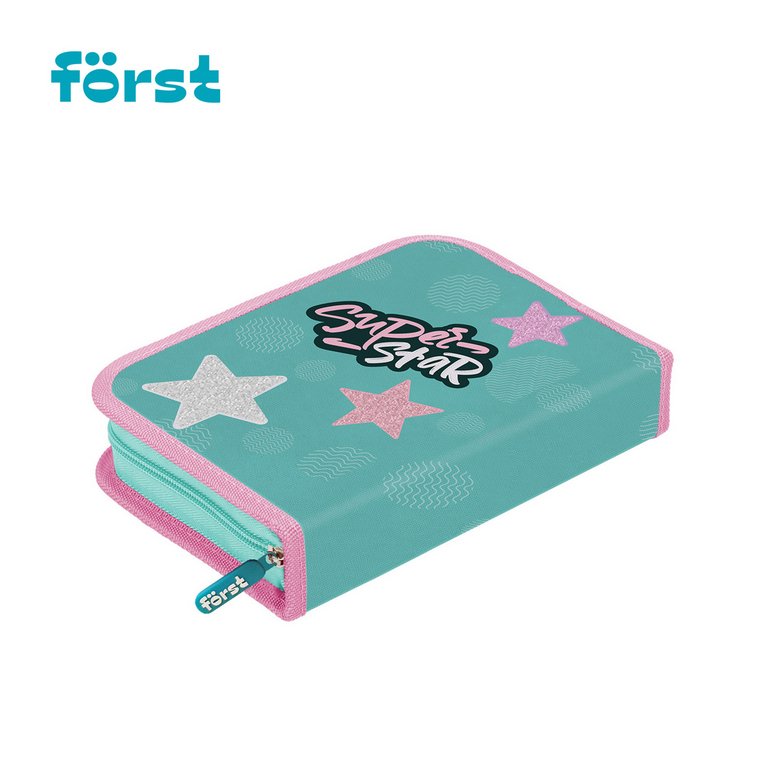 Пенал 1 отд. 1 откид. планка для девочки Forst "Super star" 14x20x4 cм (ткань)