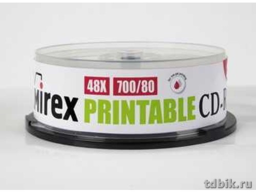 Диск CD-R  Printable cake box 100 шт/уп 48х Mirex 700Mb под нанесение (полная заливка)
