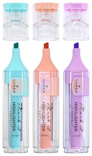Набор текст-маркеров  3 шт LOREX "PASTEL" (сиреневый, мятный, коралловый)