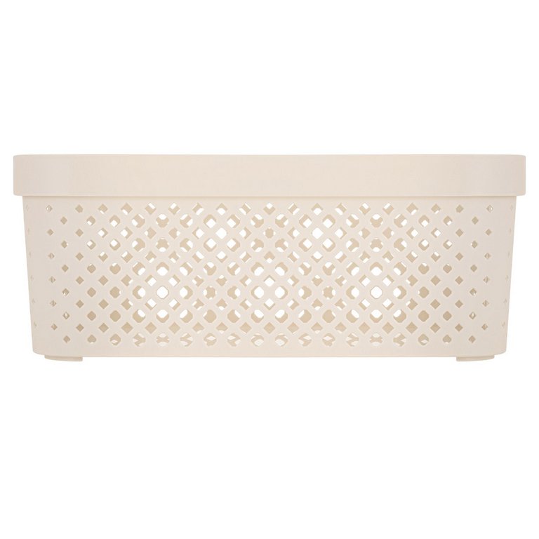 Корзина для хранения пластик. 10л. с крышкой 36*27*13 см цв. молочный туман