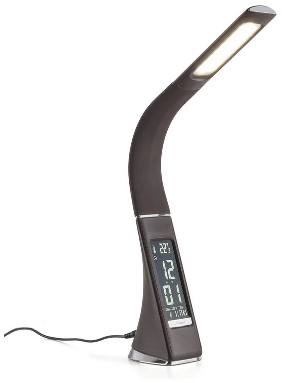 Светильник наст. Uniel 5W/3000-5000K-Dimmer-USB (часы, календарь, термометр) коричневый под кожу