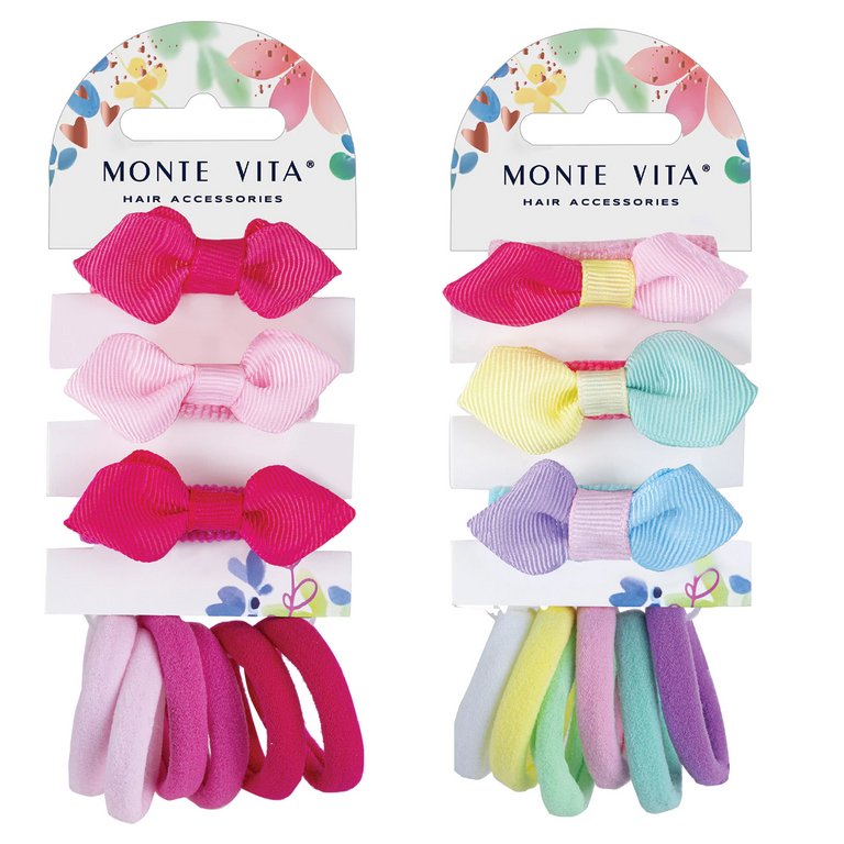 Резинки для волос в наборе 9  шт,  3-3,5 см цв. розовый MONTE VITA