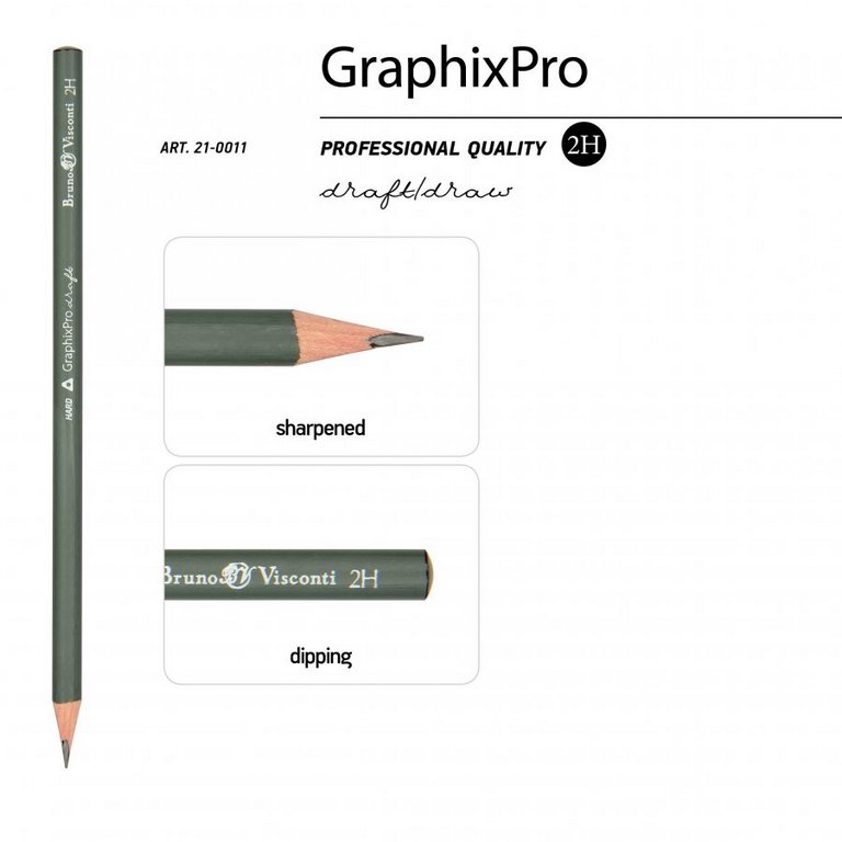 Карандаш ч/г  2H трехгранный Bruno Visconti "GraphixPro"