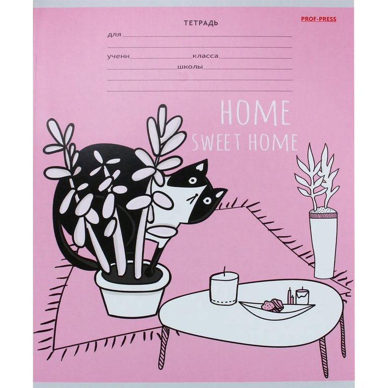 Тетрадь 18 лист лин. А5 Prof-Press "КОТЫ НА РОЗОВОМ" 5 видов, мелов. обл.