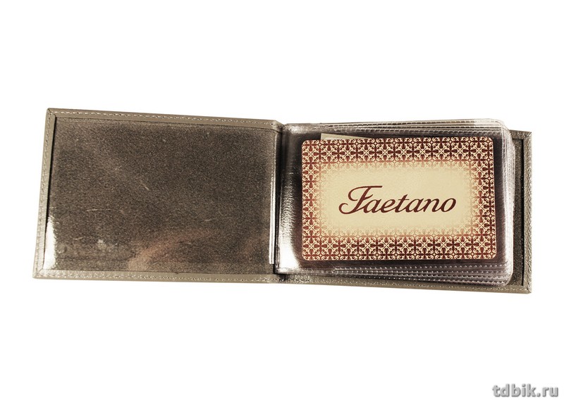 Визитница на 32 визитки Faetano, нат.кожа, серая