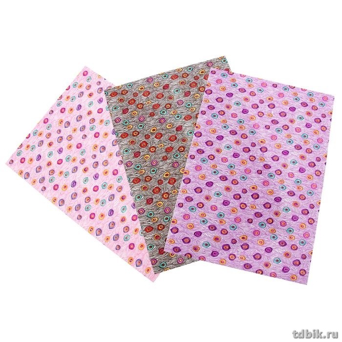 Ткань на клеевой основе 20*28см., "Павлинье перо" 3шт/уп.