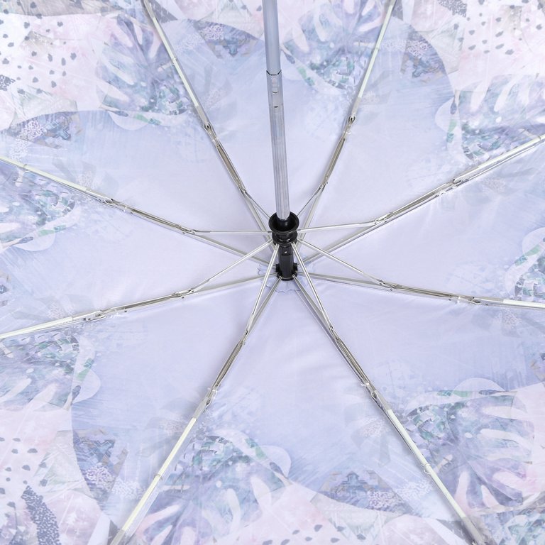 Зонт женский суперавтомат Fabretti, облегченный, 3 сложения, сатин, серый