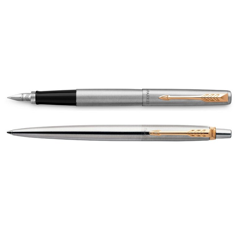 Набор подарочный Parker "Jotter Stainless Stee" (ручка шарик. 1мм и ручка перьев 1мм, корп. серебро)