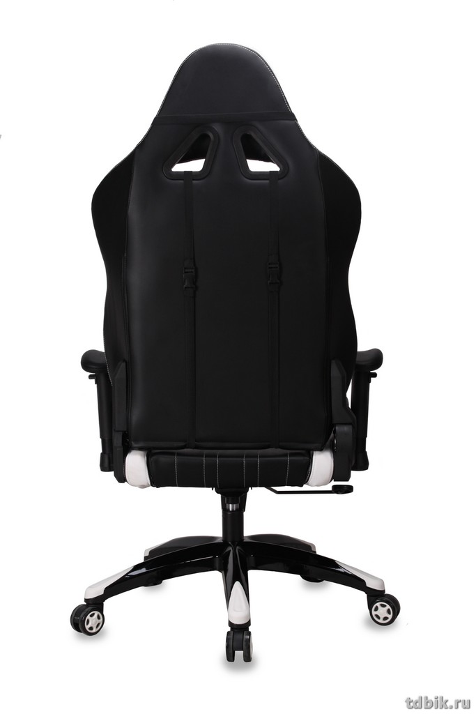 Кресло игровое Бюрократ CH-772/BLACK+WH (искусственная кожа, две подушки белый/черный, пластик черны