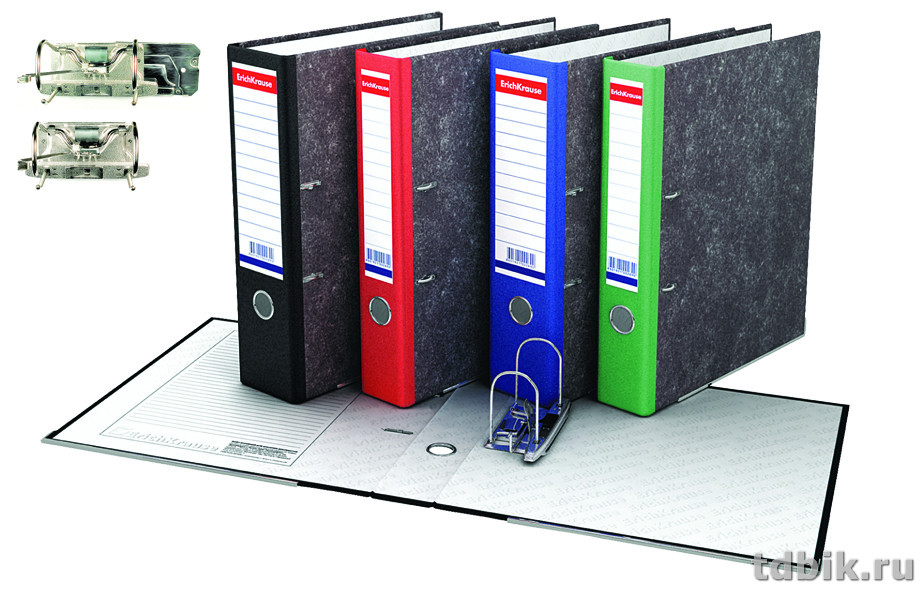 Папка-регистратор А4 50мм ErichKrause, метал. окантовка, "под мрамор", черный торец