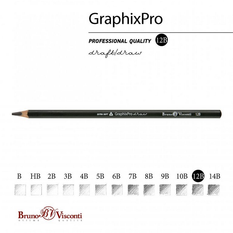 Карандаш ч/г 12В трехгранный Bruno Visconti "GraphixPro"
