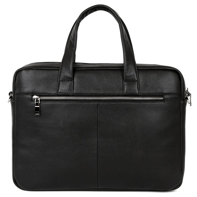 Сумка мужская FABRETTI 38*28*7,5, нат. кожа, черный