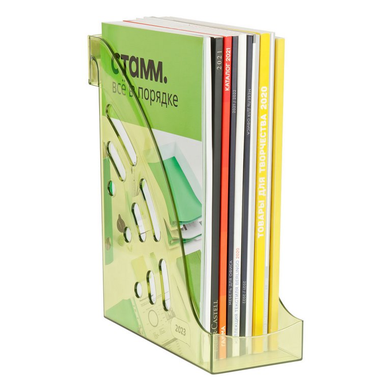 Лоток вертикальный 95 мм Стамм Эксперт с карманом, лайм