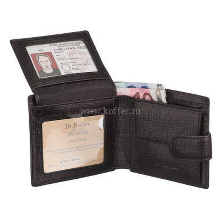 Портмоне Dr.Koffer 11*9,5см, нат. кожа, черный