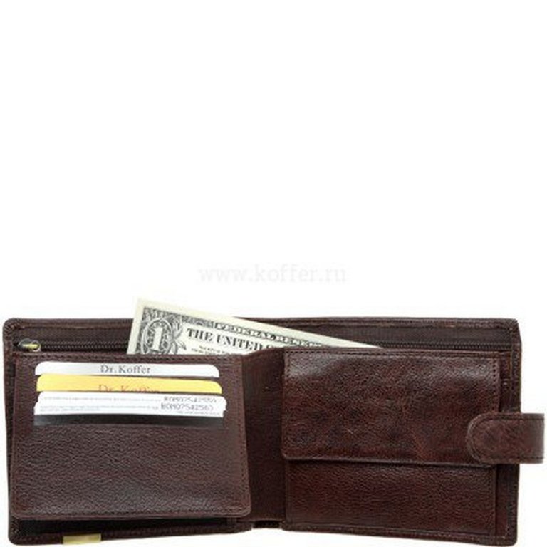 Портмоне Dr.Koffer 12*10,5см, нат. кожа, коричневый