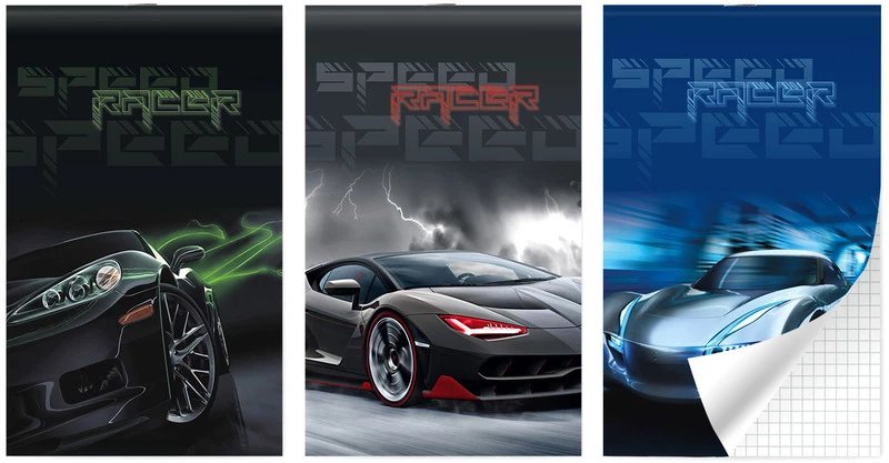 Блокнот А6  30л., 102*162 мм, на скрепке Lamark "Speed Racer"