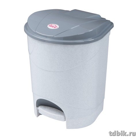Ведро пластиковое с крышкой и педалью,11 л, 33*20*27 см, серое, IDEA