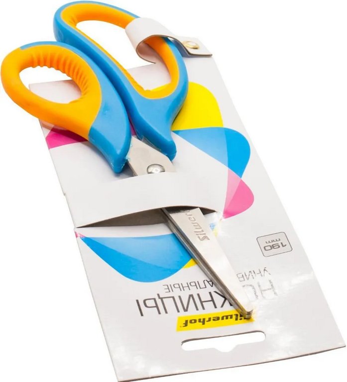 Ножницы 190 мм пластмас. эргоном. рукоятка с резиновыми вставками Silwerhof Mode