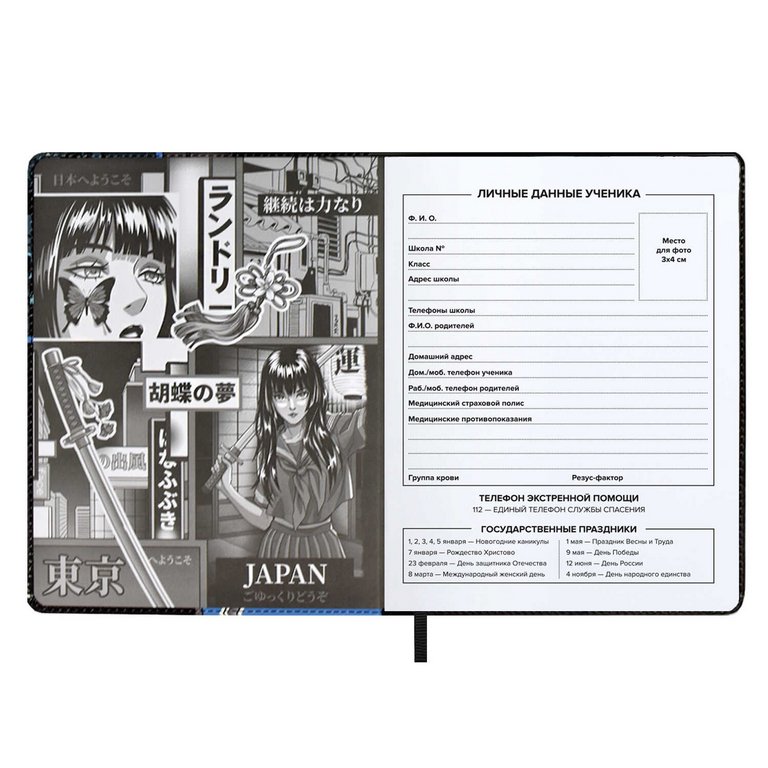 Дневник школьный твердая обложка, кожзам "ГЕРОИ АНИМЕ КОМИКС", ляссе