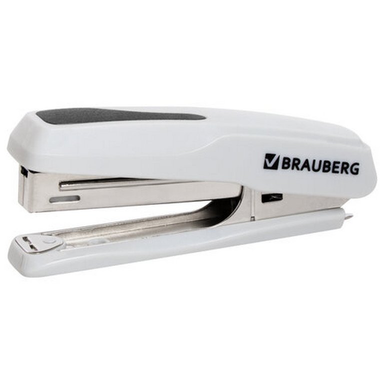 Степлер № 10 до 20л BRAUBERG "Extra" серый, с антистеплером