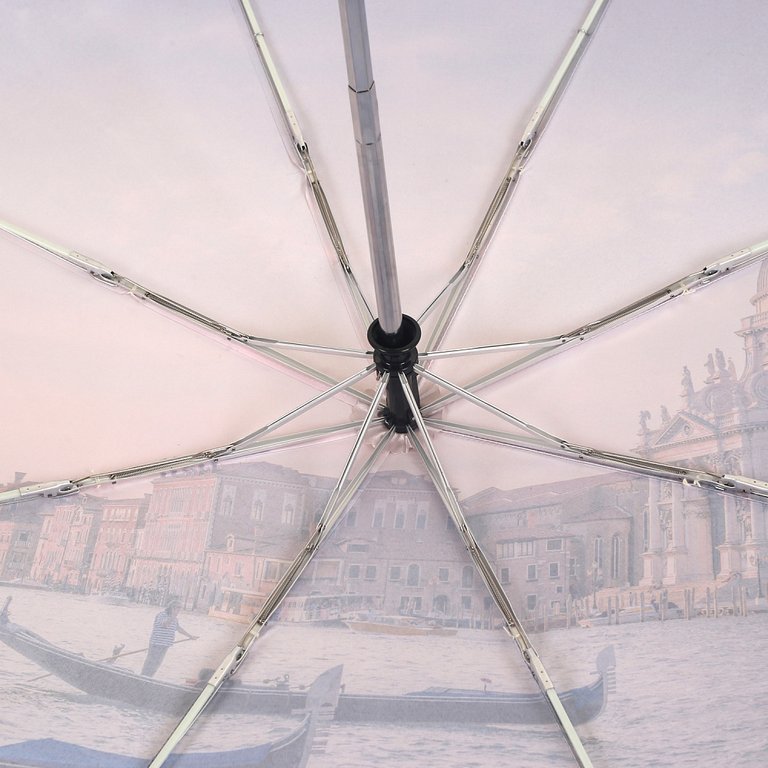 Зонт женский автомат Fabretti, облегченный, 3 сложения, сатин, фиолетовый