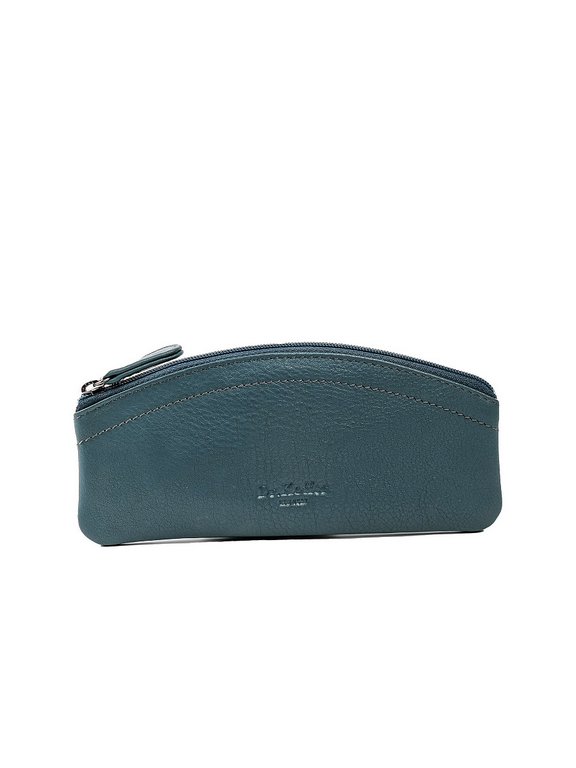 Футляр для очков Dr.Koffer, 7,5*17*0,5см, нат. кожа, на молнии, голубой