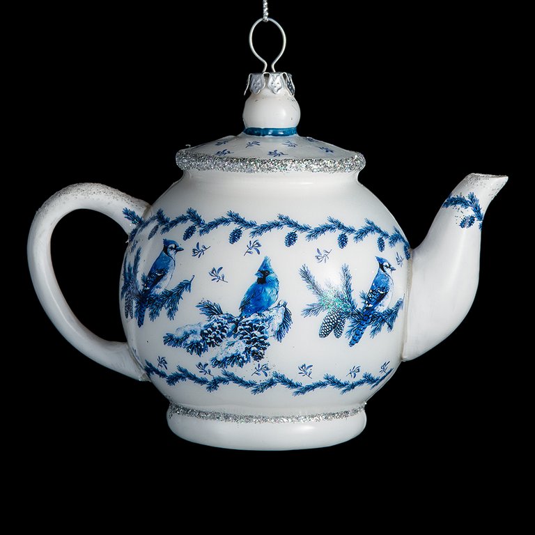 Украшение елочное из стекла "Чайничек" 12х10х8 см