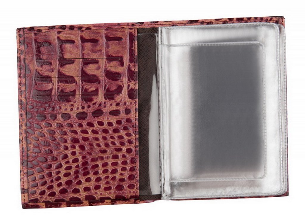 Обложка для автодокументов Alliance нат. кожа "под крокодила", цвет фуксия