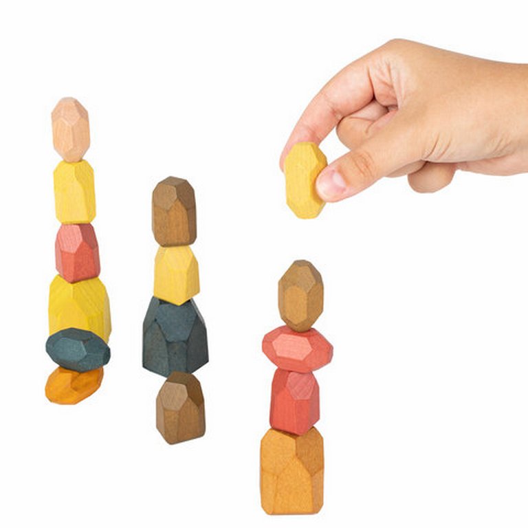 Игра  "Башня Туми Иши" 15 цветных деревянных камней, ЗОЛОТАЯ СКАЗКА