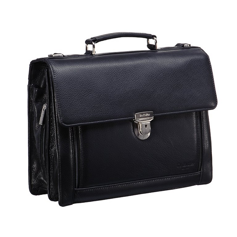 Портфель Dr.Koffer 30*38*12см, нат. кожа, черный