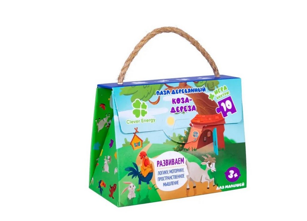 Пазлы деревянные фигурные  10 дет. "Коза-дереза" CLEVER ENERGY