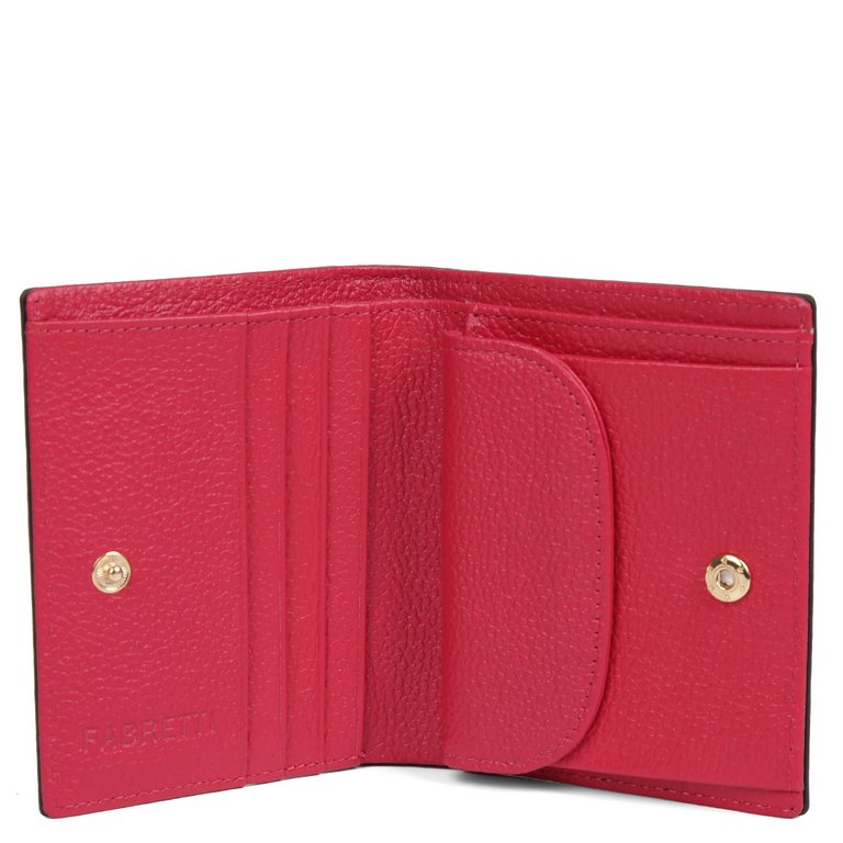Портмоне FABRETTI женское, нат. кожа, 11*9*2,5 см, коралловый