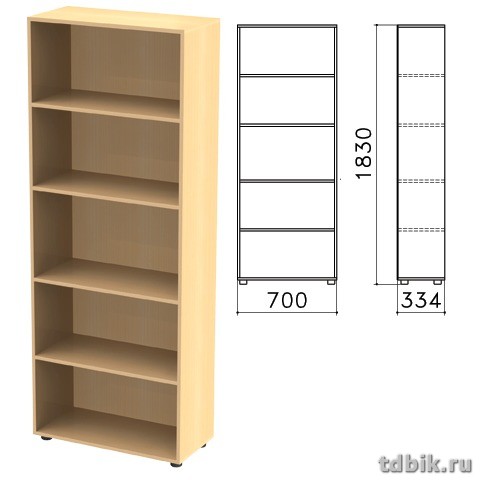 Шкаф для бумаг "Канц" открытый (700*330*1830 мм), цвет бук