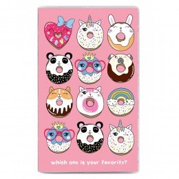 Блокнот А6  48л., 110*190 мм на гребне в точку "Пончики" + ручка