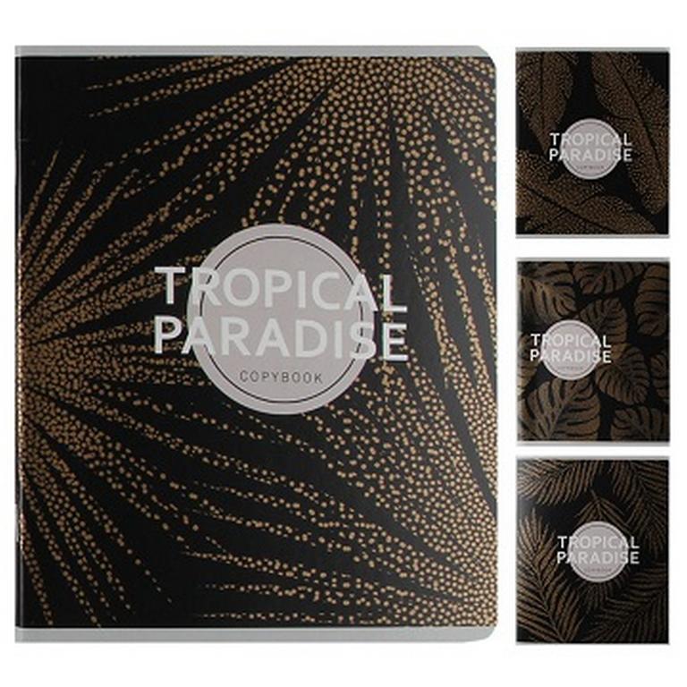 Тетрадь 96 лист кл. А5 на скрепке Collezione "ТРОПИЧЕСКИЕ ЛИСТЬЯ" цв.мелов.обл.