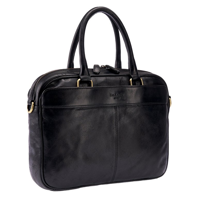 Сумка для документов Dr.Koffer 38*27*6см, нат. кожа, черная