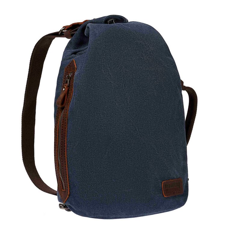 Рюкзак молодежный мужской  Dr.Koffer натуральная кожа/текстиль 31*23*11см, синий